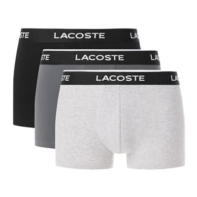 Lacoste 3-Pack Stretch Cotton Boxers pour Homme Argent Chine/Lauze-Noir L - Publicité Lacoste 3-Pack Stretch Cotton Boxers pour Homme Argent Chine/Lauze-Noir L - Publicité