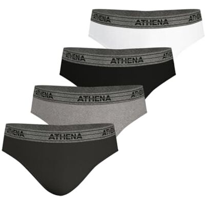 Athena Lot de 4 Slips Homme Ecopack Slips 100% Coton Coupe Classique Ergonomique, Doublure Avant, Confort et Maintien Label Oeko-TEX® Standard 100 - Publicité Athena Lot de 4 Slips Homme Ecopack Slips 100% Coton Coupe Classique Ergonomique, Doublure Avant, Confort et Maintien Label Oeko-TEX® Standard 100 - Publicité