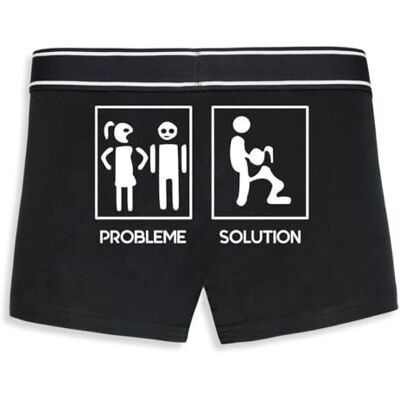 La French Touch Boxer Homme Humour Problème, Solution Imprimé en France Caleçon Homme Drole et Rigolo Cadeau Humour Anniversaire Original (Noir, S) - Publicité La French Touch Boxer Homme Humour Problème, Solution Imprimé en France Caleçon Homme Drole et Rigolo Cadeau Humour Anniversaire Original (Noir, S) - Publicité