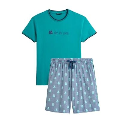 ARTHUR Pyjama Court Homme 100% Coton Jersey Ensemble Manches Courtes & Short à Motifs Robot IA Vert et Bleu Léger, Doux et Respirant Taille XXL - Publicité ARTHUR Pyjama Court Homme 100% Coton Jersey Ensemble Manches Courtes & Short à Motifs Robot IA Vert et Bleu Léger, Doux et Respirant Taille XXL - Publicité