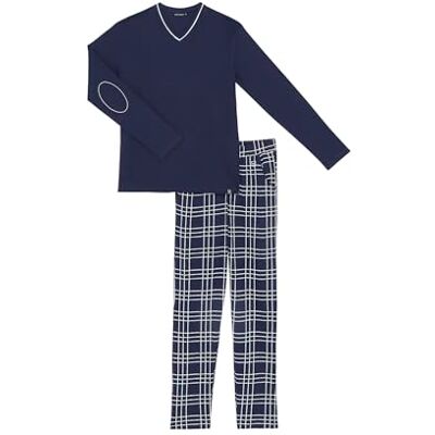 ARTHUR Pyjama Homme, Ensemble Manches Longues et Pantalon 100% Coton Bio Chaud et Doux pour l'hiver Motif Uni Carreaux Marine Taille XXL - Publicité ARTHUR Pyjama Homme, Ensemble Manches Longues et Pantalon 100% Coton Bio Chaud et Doux pour l'hiver Motif Uni Carreaux Marine Taille XXL - Publicité