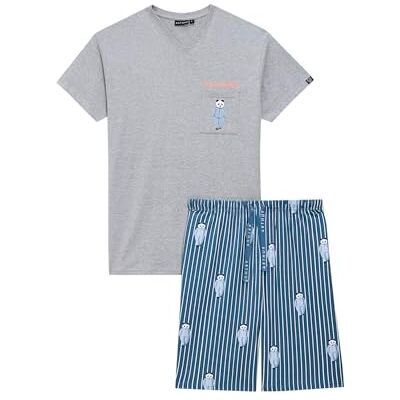 ARTHUR Pyjama Court Homme 100% Coton Jersey Ensemble Manches Courtes & Short à Motifs Panda Rayures Gris Léger, Doux et Respirant Taille XL - Publicité ARTHUR Pyjama Court Homme 100% Coton Jersey Ensemble Manches Courtes & Short à Motifs Panda Rayures Gris Léger, Doux et Respirant Taille XL - Publicité