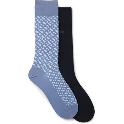 BOSS Hommes 2P RS Monogram CC Lot de deux paires de chaussettes mi-mollet en coton mélangé - Publicité BOSS Hommes 2P RS Monogram CC Lot de deux paires de chaussettes mi-mollet en coton mélangé - Publicité
