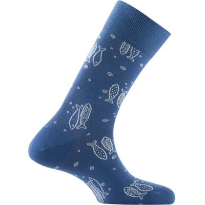 Kindy Mi-chaussettes en coton motif Poissons MADE IN FRANCE couleur Jean Pointure 39-42 - Publicité Kindy Mi-chaussettes en coton motif Poissons MADE IN FRANCE couleur Jean Pointure 39-42 - Publicité