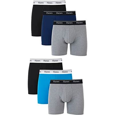 Hanes Originals Men’s Boxer Briefs & Trunks, Stretch Cotton Moisture-Wicking Underwear, Modern Fit Low Rise, Multipacks Boxeur ajusté, Jambe Normale-Gris/Bleu/Noir-Lot de 6, Homme - Publicité Hanes Originals Men’s Boxer Briefs & Trunks, Stretch Cotton Moisture-Wicking Underwear, Modern Fit Low Rise, Multipacks Boxeur ajusté, Jambe Normale-Gris/Bleu/Noir-Lot de 6, Homme - Publicité