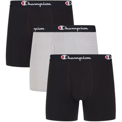 Champion Lot de 3 Boxers en Coton Stretch pour Homme, 2 New Ebony/Oxford Grey Heather, XX-Large - Publicité Champion Lot de 3 Boxers en Coton Stretch pour Homme, 2 New Ebony/Oxford Grey Heather, XX-Large - Publicité