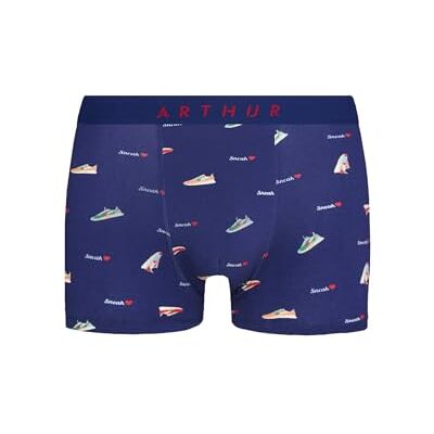 ARTHUR Boxer Homme Coton Bio Stretch et Doux Confort et Maintien Optimal Motif Sneakers Bleu Taille M - Publicité ARTHUR Boxer Homme Coton Bio Stretch et Doux Confort et Maintien Optimal Motif Sneakers Bleu Taille M - Publicité