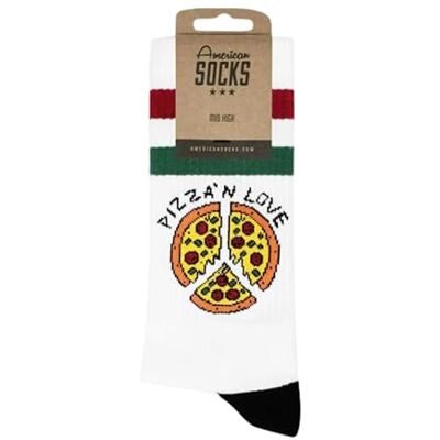 American Socks Chaussettes Pizza'n Love, mi-haute, taille unique EU 36-46, tissu doux et respirant, végétalien, design à Barcelone, fabriqué au Portugal - Publicité American Socks Chaussettes Pizza'n Love, mi-haute, taille unique EU 36-46, tissu doux et respirant, végétalien, design à Barcelone, fabriqué au Portugal - Publicité