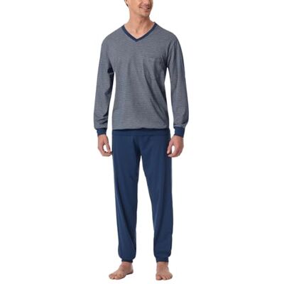 Schiesser Schlafanzug Lang mit Bündchen-Nightwear Set Ensemble de Pijama, Bleu_, 50 Hommes - Publicité Schiesser Schlafanzug Lang mit Bündchen-Nightwear Set Ensemble de Pijama, Bleu_, 50 Hommes - Publicité