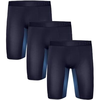FINN Boxer Long Anti Frottement Homme Lot de 3 – Caleçon Long Sport, S–3XL Jambe rallongée de 10 cm et inserts anti-frottement : deux protections pour les cuisses – bleu marine, gris, noir, S à 3XL - Publicité FINN Boxer Long Anti Frottement Homme Lot de 3 – Caleçon Long Sport, S–3XL Jambe rallongée de 10 cm et inserts anti-frottement : deux protections pour les cuisses – bleu marine, gris, noir, S à 3XL - Publicité