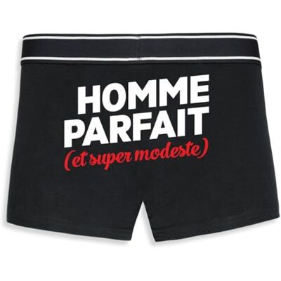 La French Touch Boxer Homme Humour Homme Parfait et Modeste Confectionné en France Caleçon Homme Drole et Rigolo Cadeau Humour Anniversaire Original - Publicité La French Touch Boxer Homme Humour Homme Parfait et Modeste Confectionné en France Caleçon Homme Drole et Rigolo Cadeau Humour Anniversaire Original - Publicité