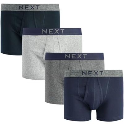 NEXT Boxers Homme A-Front 100% Coton Coupe Confortable avec Ceinture Gris/bleu marine, M, Lot de 4, Taille mi-haute - Publicité NEXT Boxers Homme A-Front 100% Coton Coupe Confortable avec Ceinture Gris/bleu marine, M, Lot de 4, Taille mi-haute - Publicité