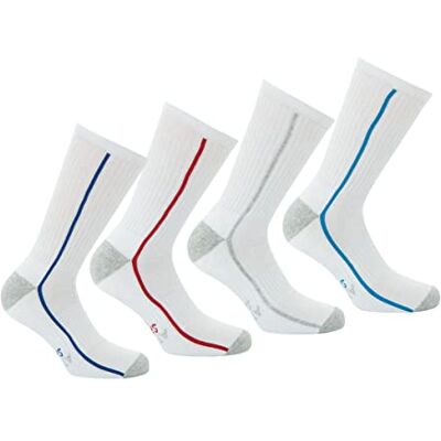 Athena Lot de 4 paires de chaussettes de sport hautes Taille : 39/42 Couleur : Blanc liseré couleur - Publicité Athena Lot de 4 paires de chaussettes de sport hautes Taille : 39/42 Couleur : Blanc liseré couleur - Publicité