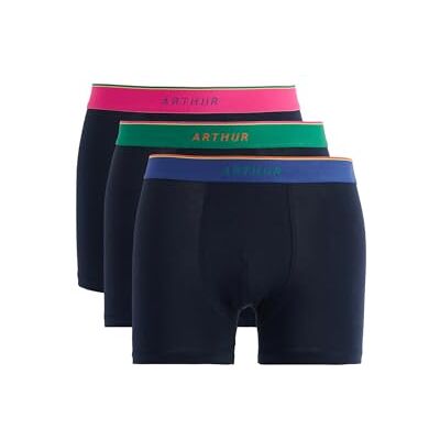 ARTHUR Lot de 3 Boxers Homme Coton Bio Stretch et Doux Confort et Maintien Optimal Motif Uni Noir et Multicolore Taille L - Publicité ARTHUR Lot de 3 Boxers Homme Coton Bio Stretch et Doux Confort et Maintien Optimal Motif Uni Noir et Multicolore Taille L - Publicité