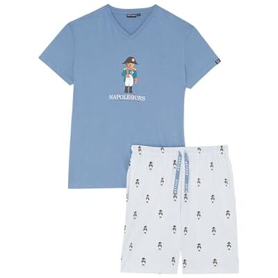 ARTHUR Pyjama Court Homme 100% Coton Jersey Ensemble Manches Courtes & Short à Motifs Napoléon Bleu Léger, Doux et Respirant Taille S - Publicité ARTHUR Pyjama Court Homme 100% Coton Jersey Ensemble Manches Courtes & Short à Motifs Napoléon Bleu Léger, Doux et Respirant Taille S - Publicité