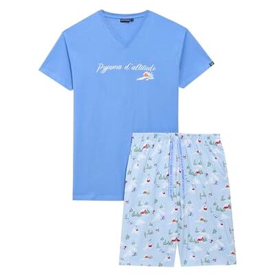 ARTHUR Pyjama Court Homme 100% Coton Jersey Ensemble Manches Courtes & Short à Motifs Montagne Ski Bleu Léger, Doux et Respirant Taille S - Publicité ARTHUR Pyjama Court Homme 100% Coton Jersey Ensemble Manches Courtes & Short à Motifs Montagne Ski Bleu Léger, Doux et Respirant Taille S - Publicité