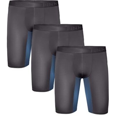 FINN Boxer Long Anti Frottement Homme Lot de 3 – Caleçon Long Sport, S–3XL Jambe rallongée de 10 cm et inserts anti-frottement : deux protections pour les cuisses – bleu marine, gris, noir, S à 3XL - Publicité FINN Boxer Long Anti Frottement Homme Lot de 3 – Caleçon Long Sport, S–3XL Jambe rallongée de 10 cm et inserts anti-frottement : deux protections pour les cuisses – bleu marine, gris, noir, S à 3XL - Publicité