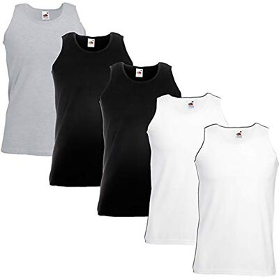 Fruit of the Loom Lot de 5 débardeurs homme Multicolore 2 Noir, 2 Blanc, 1Gris 35/37 Taille S - Publicité Fruit of the Loom Lot de 5 débardeurs homme Multicolore 2 Noir, 2 Blanc, 1Gris 35/37 Taille S - Publicité