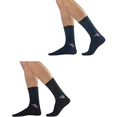 CALZITALY 2 Paires de Chaussettes Homme en Coton Chaussette Haute Classique Logo Sport Bleu et Noir 39/42, 43/46 Made in Italy - Publicité CALZITALY 2 Paires de Chaussettes Homme en Coton Chaussette Haute Classique Logo Sport Bleu et Noir 39/42, 43/46 Made in Italy - Publicité