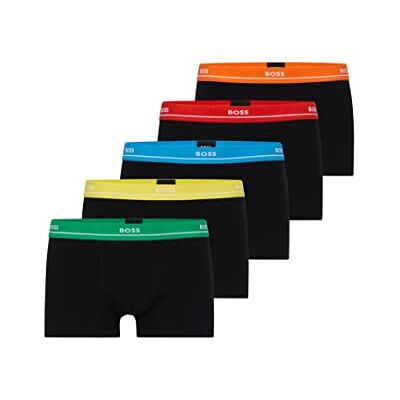 BOSS Hommes Trunk 5P Essential P Lot de Cinq Boxers Courts en Coton Stretch avec Taille logotée - Publicité BOSS Hommes Trunk 5P Essential P Lot de Cinq Boxers Courts en Coton Stretch avec Taille logotée - Publicité