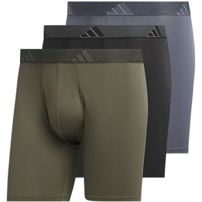 Adidas Lot de 3 Boxers en Microfibre pour Homme Coupe athlétique, Vert Olive Strata/Noir/Gris Onix/M, XL - Publicité Adidas Lot de 3 Boxers en Microfibre pour Homme Coupe athlétique, Vert Olive Strata/Noir/Gris Onix/M, XL - Publicité
