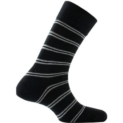 Kindy Mi-chaussettes homme en coton rayures MADE IN FRANCE couleur Noir Pointure 39-42 - Publicité Kindy Mi-chaussettes homme en coton rayures MADE IN FRANCE couleur Noir Pointure 39-42 - Publicité