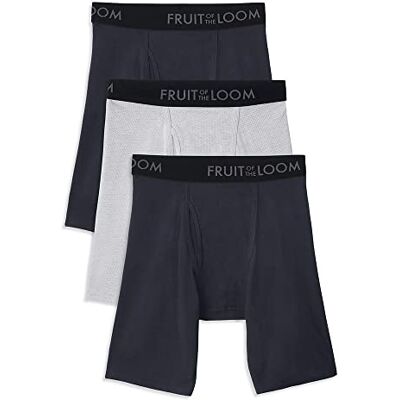 Fruit of the Loom Men's 3-Pack Breathable Long Leg Boxer Brief, Cotton Mesh Assorted, Small - Publicité Fruit of the Loom Men's 3-Pack Breathable Long Leg Boxer Brief, Cotton Mesh Assorted, Small - Publicité