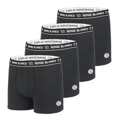 Serge Blanco Caleçon Boxer Homme Coton, Lot de 4, Noir COLN (XL) - Publicité Serge Blanco Caleçon Boxer Homme Coton, Lot de 4, Noir COLN (XL) - Publicité