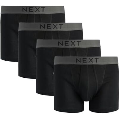 NEXT Boxers Homme A-Front 100% Coton Coupe Confortable avec Ceinture Noir, M, Lot de 4, Taille mi-haute - Publicité NEXT Boxers Homme A-Front 100% Coton Coupe Confortable avec Ceinture Noir, M, Lot de 4, Taille mi-haute - Publicité