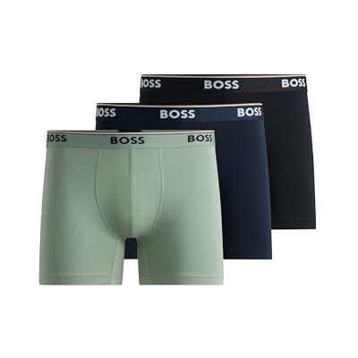BOSS Hommes BoxerBr 3P Power Lot de Trois Boxers Longs en Coton Stretch avec Taille logotée - Publicité BOSS Hommes BoxerBr 3P Power Lot de Trois Boxers Longs en Coton Stretch avec Taille logotée - Publicité