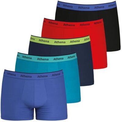 Athena Lot de 5 Boxers Homme Maxi Color – Coton Stretch Confortable – Ceinture Large 28 mm – Certifiés Oeko-TEX - Publicité Athena Lot de 5 Boxers Homme Maxi Color – Coton Stretch Confortable – Ceinture Large 28 mm – Certifiés Oeko-TEX - Publicité