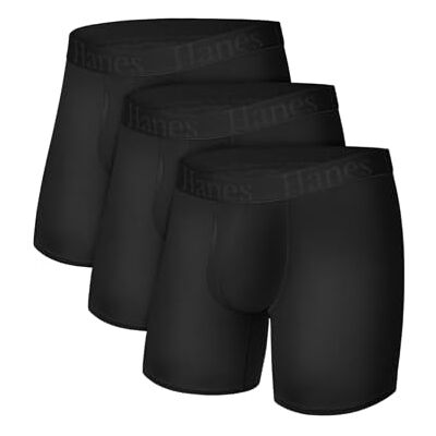 Hanes Originals Supersoft Boxer Briefs, Viscose from Bamboo Men's Underwear, Black 3-Pack Boxeur ajusté, Noir/Noir, XXL (Lot de 3) Homme - Publicité Hanes Originals Supersoft Boxer Briefs, Viscose from Bamboo Men's Underwear, Black 3-Pack Boxeur ajusté, Noir/Noir, XXL (Lot de 3) Homme - Publicité