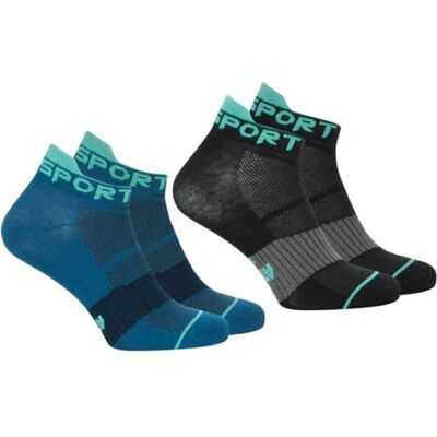 Athena Lot de 2 paires de socquettes homme Running Taille : 39/42 Couleur : Lagon-Noir - Publicité Athena Lot de 2 paires de socquettes homme Running Taille : 39/42 Couleur : Lagon-Noir - Publicité