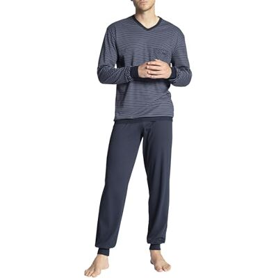 Calida Relax Streamline Pyjama à Poignets Homme, 100% Coton, Pantalon avec élastique recouvert de Tissu - Publicité Calida Relax Streamline Pyjama à Poignets Homme, 100% Coton, Pantalon avec élastique recouvert de Tissu - Publicité