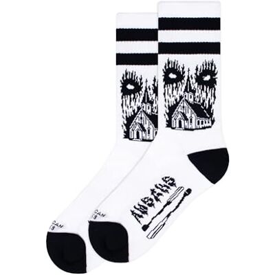 AMERICAN SOCKS Chaussettes Church Of Doom moyenne-haute, taille unique EU 36-46, adaptées aux végétaliens, conçues à Barcelone, tissu doux et respirant, 68 % coton, chaussettes amusantes unisexes - Publicité AMERICAN SOCKS Chaussettes Church Of Doom moyenne-haute, taille unique EU 36-46, adaptées aux végétaliens, conçues à Barcelone, tissu doux et respirant, 68 % coton, chaussettes amusantes unisexes - Publicité