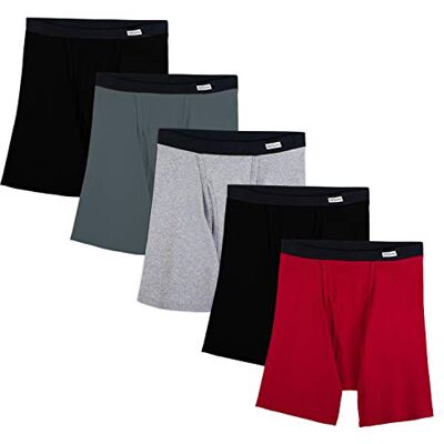 Fruit of the Loom Men's 5-Pack No Ride Up Covered Waistband Boxer Brief, Assorted,Large (Color may vary) - Publicité Fruit of the Loom Men's 5-Pack No Ride Up Covered Waistband Boxer Brief, Assorted,Large (Color may vary) - Publicité