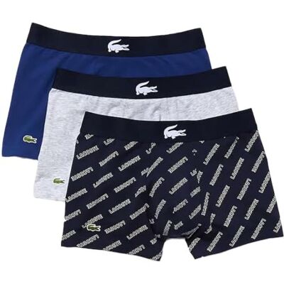Lacoste x3 Boxers Marine/Gris/Bleu Homme 5H1774 - Publicité Lacoste x3 Boxers Marine/Gris/Bleu Homme 5H1774 - Publicité