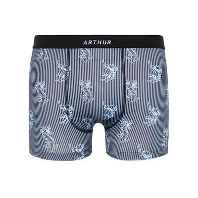 ARTHUR Boxer Homme Coton Bio Stretch et Doux Confort et Maintien Optimal (FR/ES, Alpha/Lettres, L, Taille Normale, Taille Normale, Tigre Rayures Marine) - Publicité ARTHUR Boxer Homme Coton Bio Stretch et Doux Confort et Maintien Optimal (FR/ES, Alpha/Lettres, L, Taille Normale, Taille Normale, Tigre Rayures Marine) - Publicité