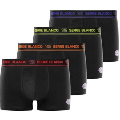 Serge Blanco Caleçon Boxer Homme Coton, Lot de 4, Noir CLD (M) - Publicité Serge Blanco Caleçon Boxer Homme Coton, Lot de 4, Noir CLD (M) - Publicité