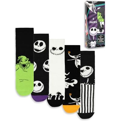 Disney L'Étrange Noël de Monsieur Jack Skellington Lot de 5 paires de chaussettes mollet Chaussettes unisexes pour adultes avec têtes À porter au quotidien et pour Halloween - Publicité Disney L'Étrange Noël de Monsieur Jack Skellington Lot de 5 paires de chaussettes mollet Chaussettes unisexes pour adultes avec têtes À porter au quotidien et pour Halloween - Publicité