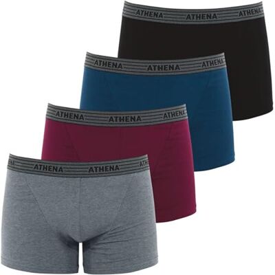 Athena Lot de 4 Boxers Homme Ecopack Boxers Coton Stretch Extensible Label Oeko-TEX® Coupe Ergonomique, Doublure Avant, Confort et Maintien Gris-Prune-Pétrole-Noir, 6 (2XL) - Publicité Athena Lot de 4 Boxers Homme Ecopack Boxers Coton Stretch Extensible Label Oeko-TEX® Coupe Ergonomique, Doublure Avant, Confort et Maintien Gris-Prune-Pétrole-Noir, 6 (2XL) - Publicité