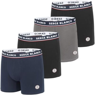 Serge Blanco Caleçon Boxer Homme Coton, Lot de 4, Noir Fren (M) - Publicité Serge Blanco Caleçon Boxer Homme Coton, Lot de 4, Noir Fren (M) - Publicité