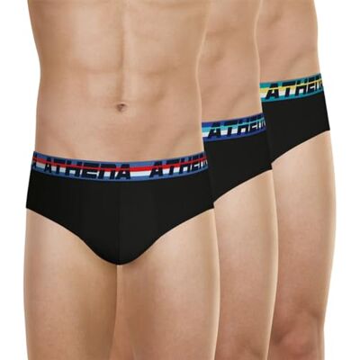 Athena Lot de 3 Slips Homme Full Stretch Slips Coton Hyper Extensibles, Respirants Coupe Ergonomique, Confort et Maintien Label Oeko-TEX Standard 100 - Publicité Athena Lot de 3 Slips Homme Full Stretch Slips Coton Hyper Extensibles, Respirants Coupe Ergonomique, Confort et Maintien Label Oeko-TEX Standard 100 - Publicité