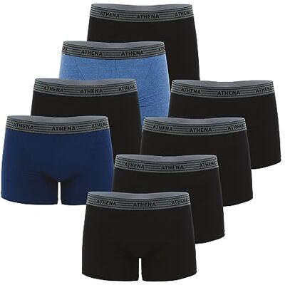 ATHENA Homme Promo Basic Coton 8a71 Boxer, Multicolore (Noir/Noir/Noir/Noir/Bleu/Noir/Bleu Chiné/Noir 9050), S EU - Publicité ATHENA Homme Promo Basic Coton 8a71 Boxer, Multicolore (Noir/Noir/Noir/Noir/Bleu/Noir/Bleu Chiné/Noir 9050), S EU - Publicité