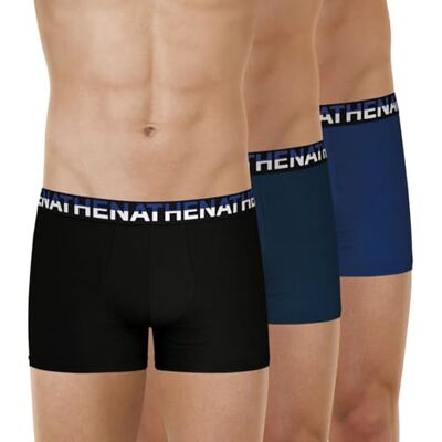 Athena Lot de 3 Boxers Homme Trio Essentiel Taille : 5/XL Couleur : Noir-Nuit-Bleu - Publicité Athena Lot de 3 Boxers Homme Trio Essentiel Taille : 5/XL Couleur : Noir-Nuit-Bleu - Publicité