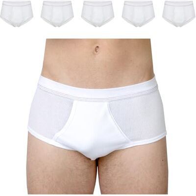 SES Lot de 5 slips à double côte pour homme 100 % coton Tailles S à 4XL Résistants à la température ambiante Avec ouverture et taille souple Double côte de qualité supérieure, Blanc., 4XL - Publicité SES Lot de 5 slips à double côte pour homme 100 % coton Tailles S à 4XL Résistants à la température ambiante Avec ouverture et taille souple Double côte de qualité supérieure, Blanc., 4XL - Publicité