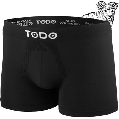 TODO 37 % Merino Boxer Homme Ne gratte pas. Sous-vêtements de sport élastiques pour hommes en laine mérinos. Sous-vêtements respirants en laine mérinos pour homme (taille S-3XL), 1 x noir., S-M - Publicité TODO 37 % Merino Boxer Homme Ne gratte pas. Sous-vêtements de sport élastiques pour hommes en laine mérinos. Sous-vêtements respirants en laine mérinos pour homme (taille S-3XL), 1 x noir., S-M - Publicité
