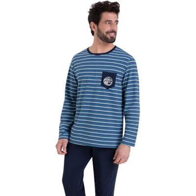 Athena Rayures Waves,Pyjama Long Col O,Nuit Homme - Publicité Athena Rayures Waves,Pyjama Long Col O,Nuit Homme - Publicité