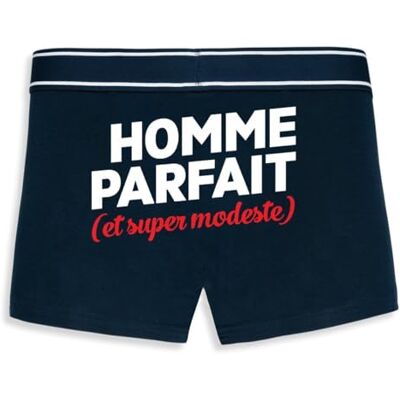 La French Touch Boxer Homme Humour Homme Parfait et Modeste Confectionné en France Caleçon Homme Drole et Rigolo Cadeau Humour Anniversaire Original - Publicité La French Touch Boxer Homme Humour Homme Parfait et Modeste Confectionné en France Caleçon Homme Drole et Rigolo Cadeau Humour Anniversaire Original - Publicité