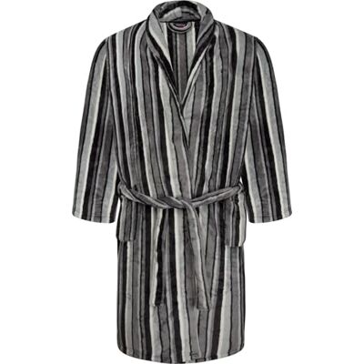 Espionage PJ152 Peignoir de bain à rayures en polaire pour homme 2XL-8XL, Noir/gris rayé, 4XL - Publicité Espionage PJ152 Peignoir de bain à rayures en polaire pour homme 2XL-8XL, Noir/gris rayé, 4XL - Publicité